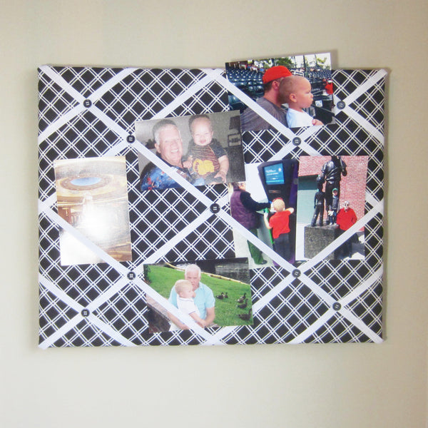 16"x20" Memory Board or Bow Holder-Black & White Check
