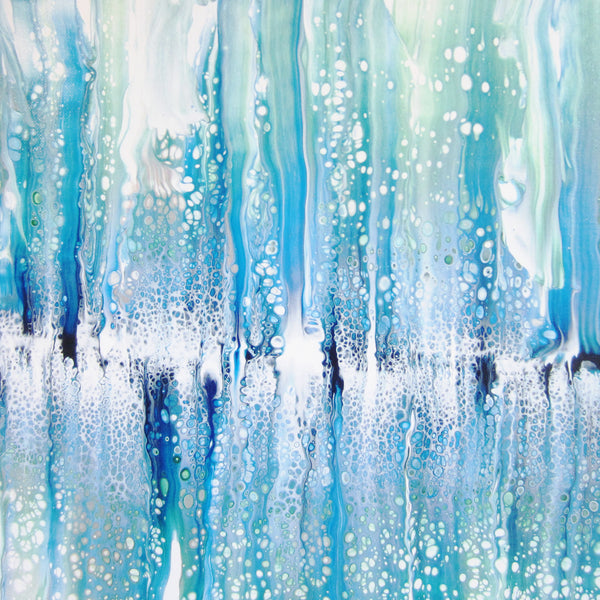 "Ocean Swipe" 16"x20" Blue & White Acrylic Swipe Pour Painting