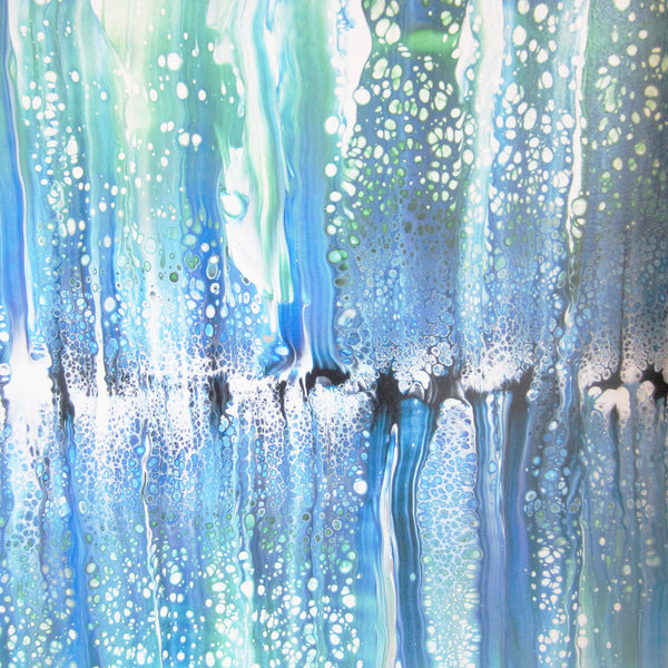 "Ocean Swipe" 16"x20" Blue & White Acrylic Swipe Pour Painting