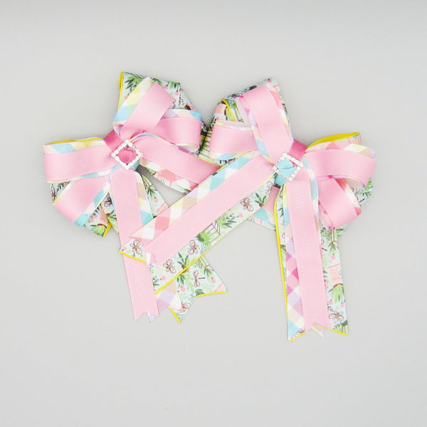 Garden Party Equestrian Hair Bows-Available on a French Barrette, or Hair Clip