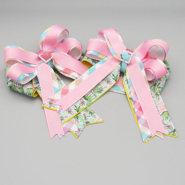 Garden Party Equestrian Hair Bows-Available on a French Barrette, or Hair Clip