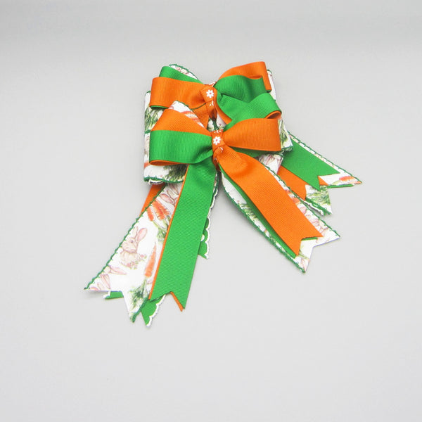 Carrot Craze Equestrian Hair Bows-Available on a French Barrette, or Hair Clip