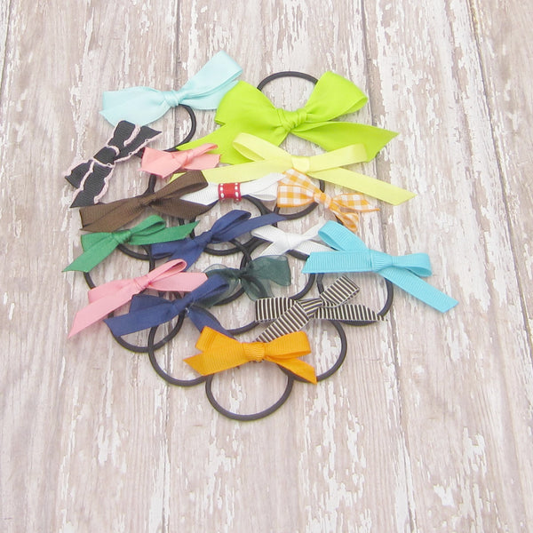 Set of 20 Ribbon Bow Ponytail Holders