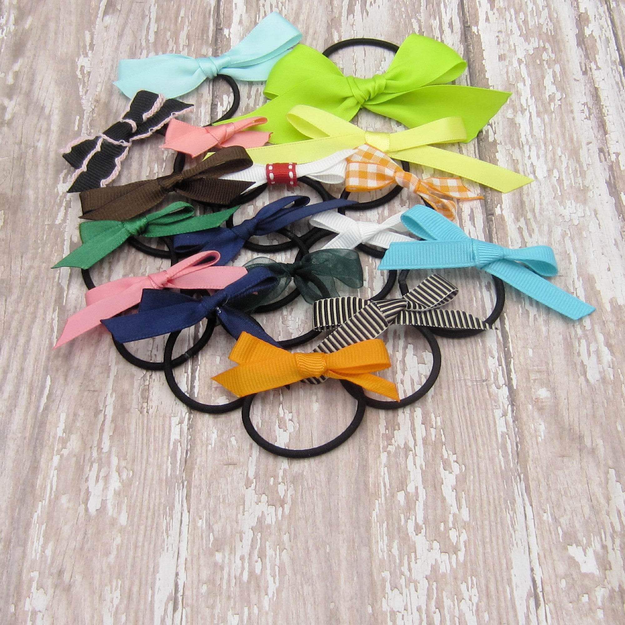 Set of 20 Ribbon Bow Ponytail Holders