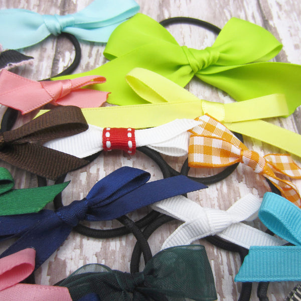 Set of 20 Ribbon Bow Ponytail Holders