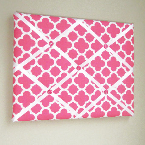 11"x14"  Memory Board or Bow Holder-Raspberry Quatrefoil