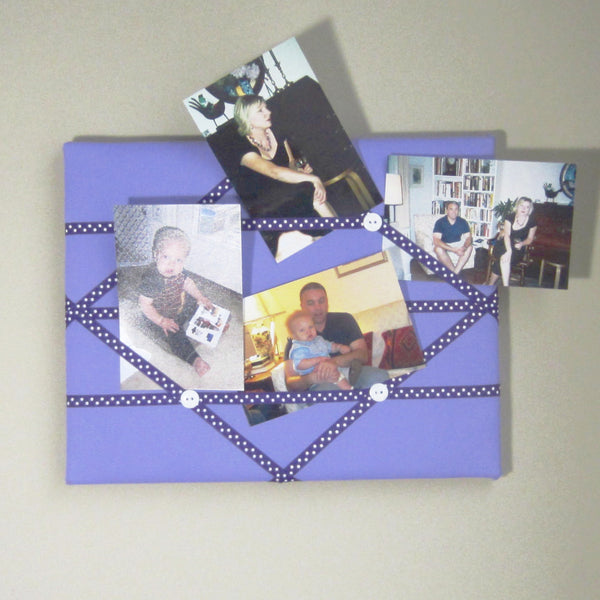 11"x14"  Memory Board or Bow Holder-Lilac & Purple Polka Dot
