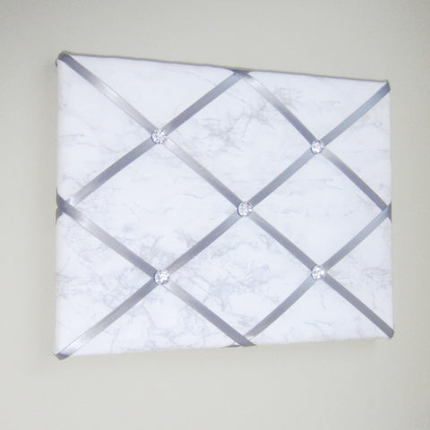 11"x14"  Memory Board or Bow Holder-White and Silver Marble
