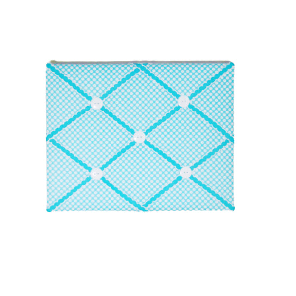 11"x14"  Memory Board or Bow Holder-Turquoise and White Polka Dot