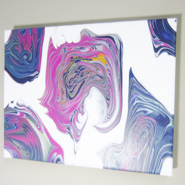 11"x14" Acrylic Interference Pour Painting-Purple & Pink