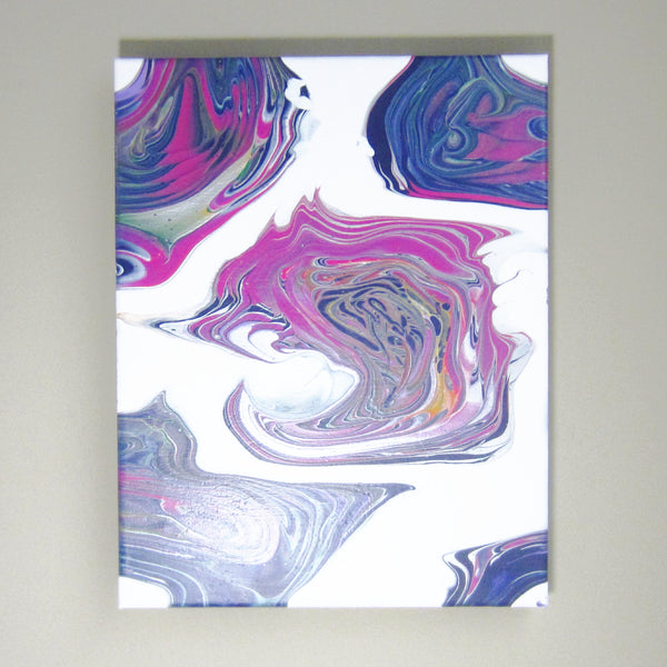 11"x14" Acrylic Interference Pour Painting-Purple & Pink