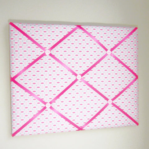Hot Pink & Grey Circles-16"x20" Memory Board or Bow Holder