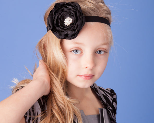 Satin Fabric Flower Elastic Headband-Available in 30 Colors! - Hold It!