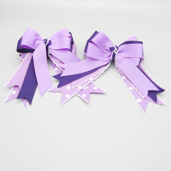 Lavender, Purple, White Polka Dot Equestrian Hair Bows-Available on a French Barrette, or Hair Clip