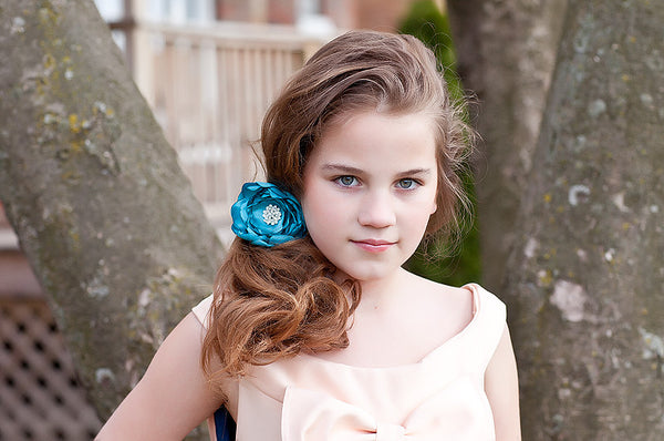 Satin Fabric Flower Ponytail Holder-Available in 35 Colors! - Hold It!
