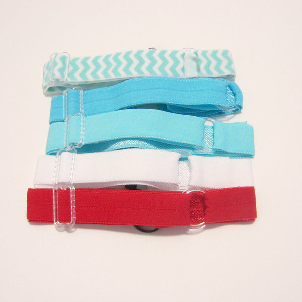 Adjustable Elastic Headband-Set of 5 Turquoise & Red - Hold It!