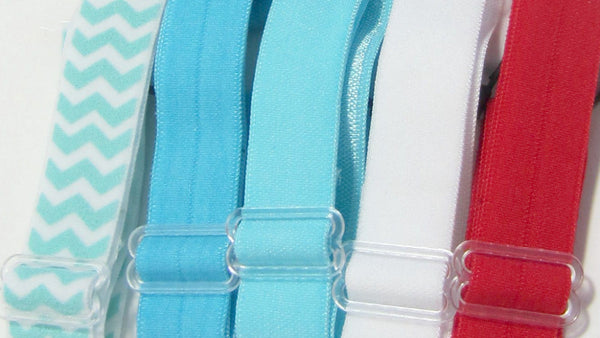 Adjustable Elastic Headband-Set of 5 Turquoise & Red - Hold It!