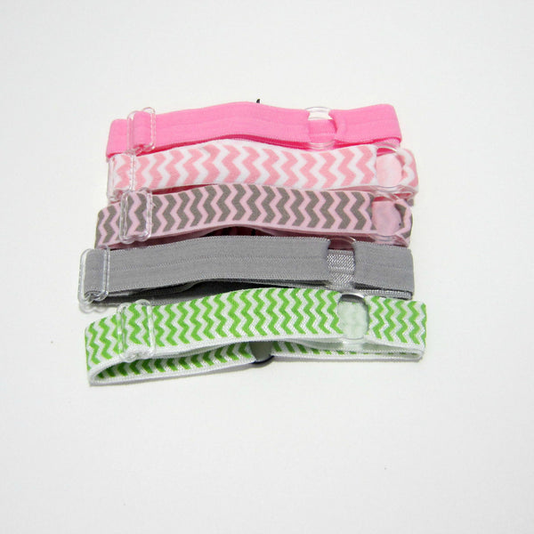 Adjustable Elastic Headband-Set of 5 Pink & Grey - Hold It!