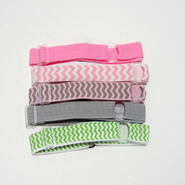 Adjustable Elastic Headband-Set of 5 Pink & Grey - Hold It!