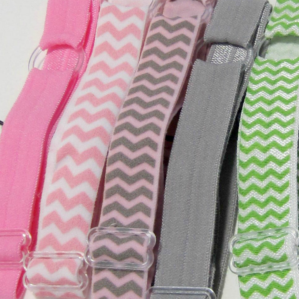 Adjustable Elastic Headband-Set of 5 Pink & Grey - Hold It!