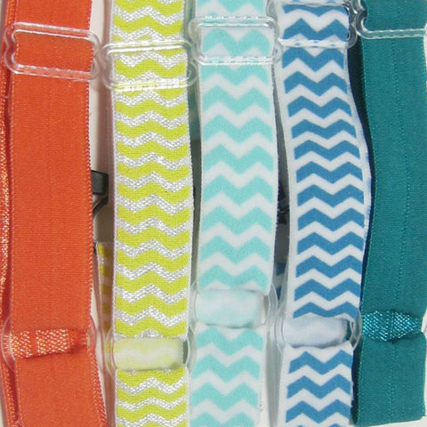 Adjustable Elastic Headband-Set of 5 Orange & Green - Hold It!