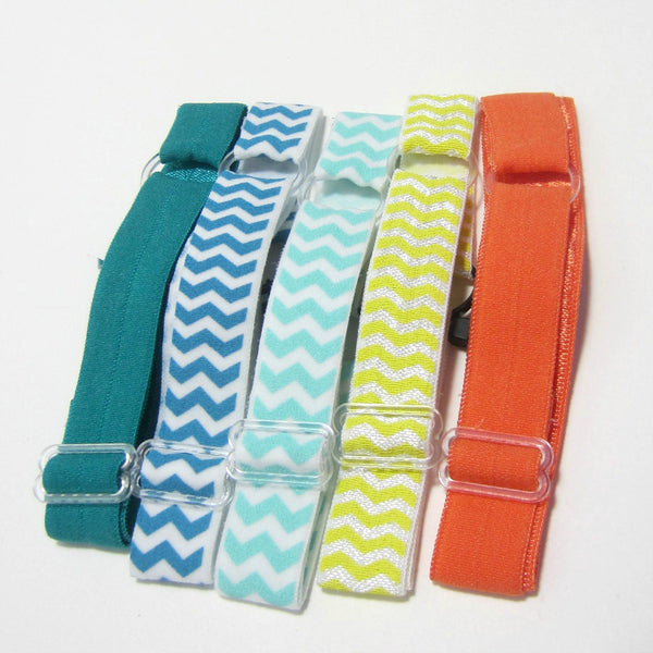 Adjustable Elastic Headband-Set of 5 Orange & Green - Hold It!