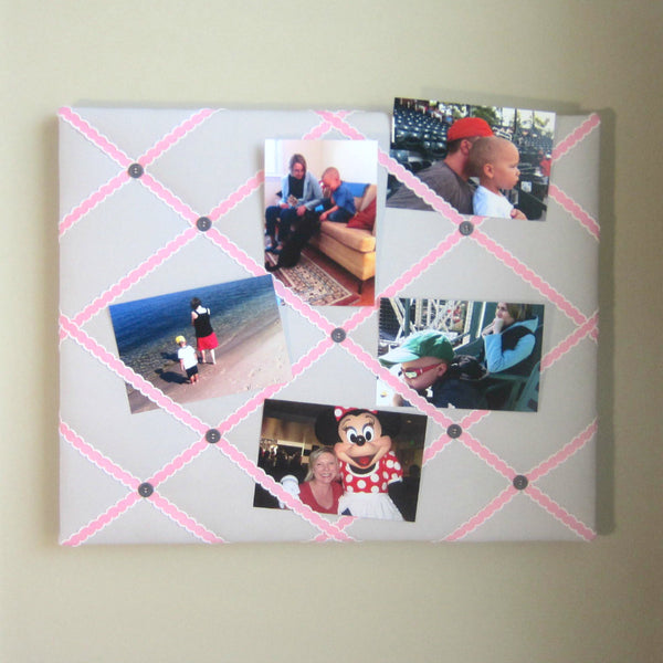 16"x20" Memory Board or Bow Holder-Grey & Pink - Hold It!