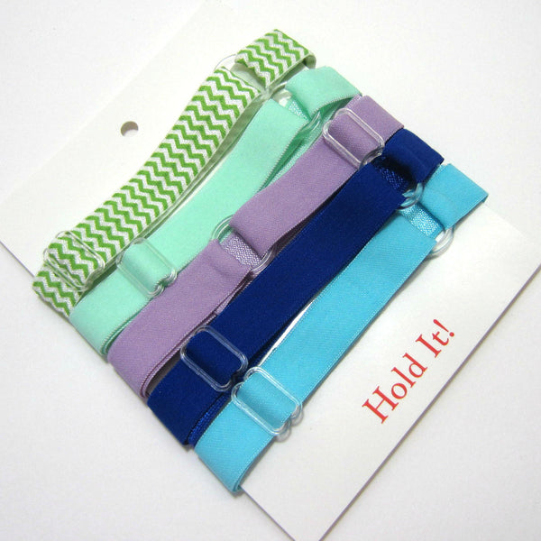 Adjustable Elastic Headband-Set of 5 Lavender & Green - Hold It!