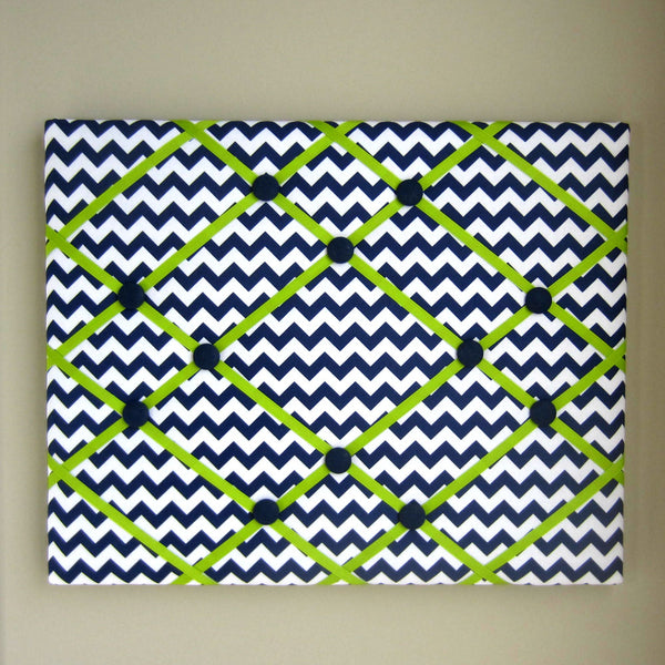 16"x20" Memory Board or Bow Holder-Navy Blue Chevron - Hold It!