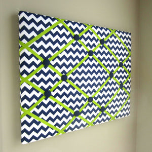 16"x20" Memory Board or Bow Holder-Navy Blue Chevron - Hold It!