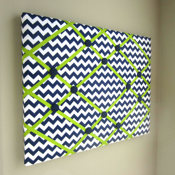 16"x20" Memory Board or Bow Holder-Navy Blue Chevron - Hold It!