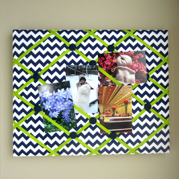 16"x20" Memory Board or Bow Holder-Navy Blue Chevron - Hold It!