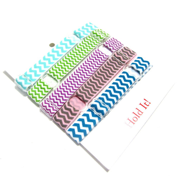 Adjustable Elastic Headband-Set of 5 Pastel Chevron - Hold It!
