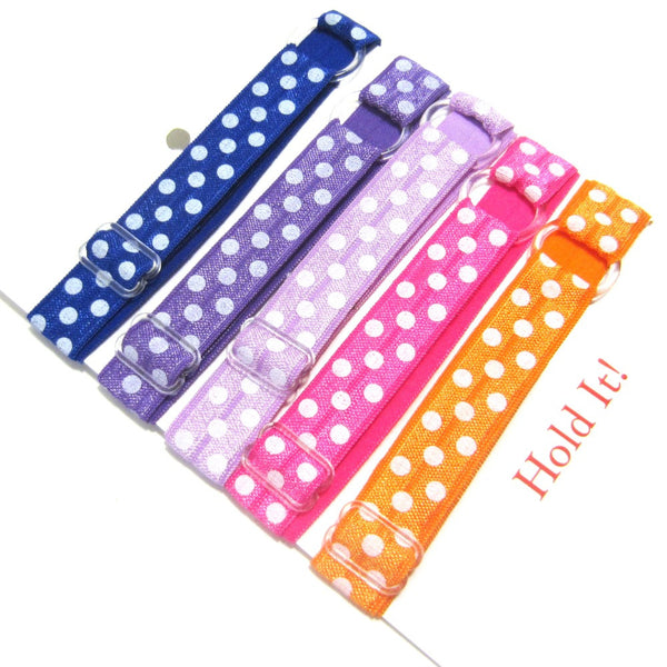 Adjustable Elastic Headband-Set of 5 Bright Polka Dot - Hold It!