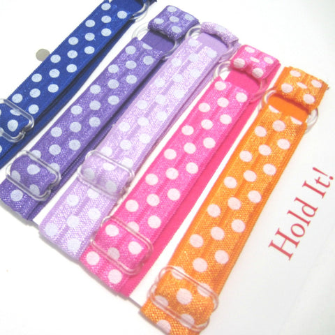 Adjustable Elastic Headband-Set of 5 Bright Polka Dot - Hold It!