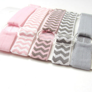 Adjustable Elastic Headband-Set of 5 Pink & Grey - Hold It!