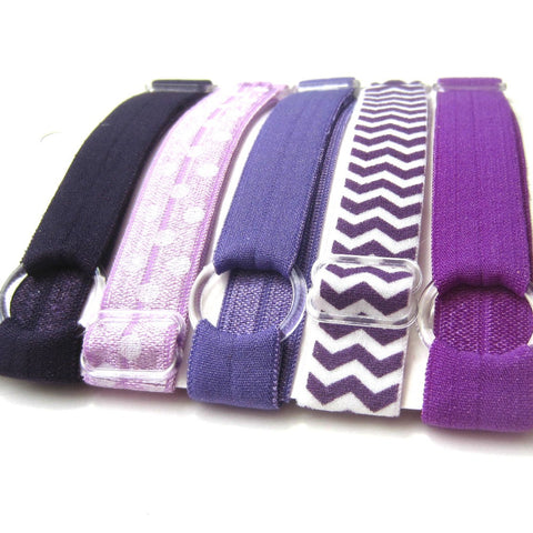Adjustable Elastic Headband-Set of 5 Purples - Hold It!