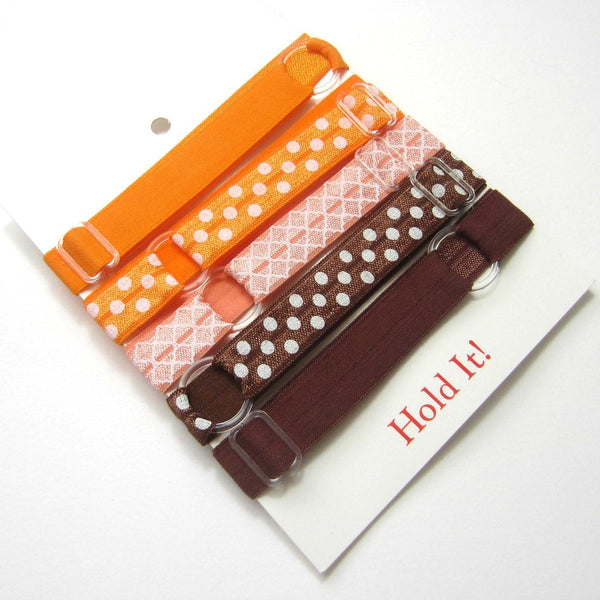 Adjustable Elastic Headband-Set of 5 Orange & Brown - Hold It!