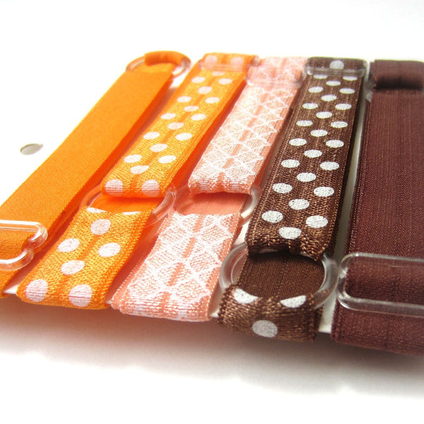 Adjustable Elastic Headband-Set of 5 Orange & Brown - Hold It!