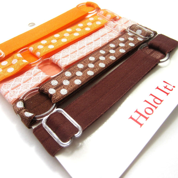 Adjustable Elastic Headband-Set of 5 Orange & Brown - Hold It!