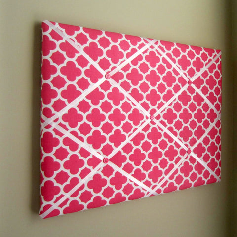 16"x20" Memory Board or Bow Holder-Hot Pink Quatrefoil - Hold It!
