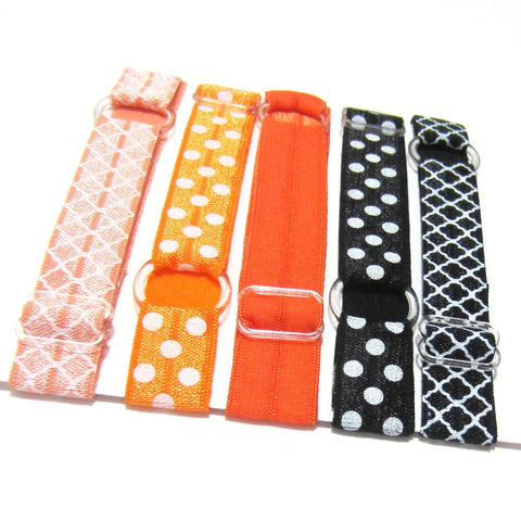 Adjustable Elastic Headband-Set of 5 Orange & Black - Hold It!
