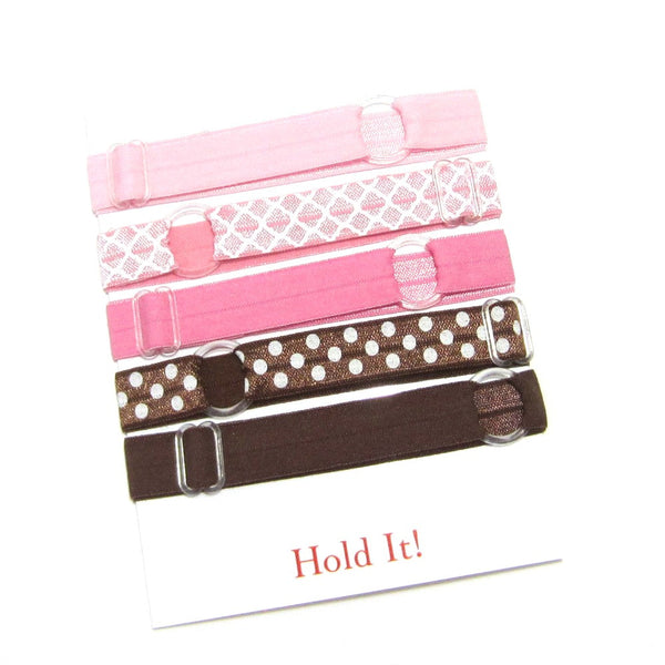 Adjustable Elastic Headband-Set of 5 Pink & Brown - Hold It!