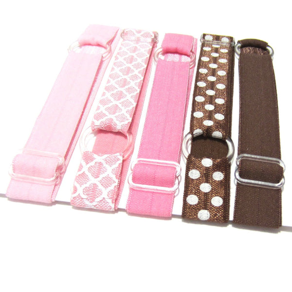 Adjustable Elastic Headband-Set of 5 Pink & Brown - Hold It!