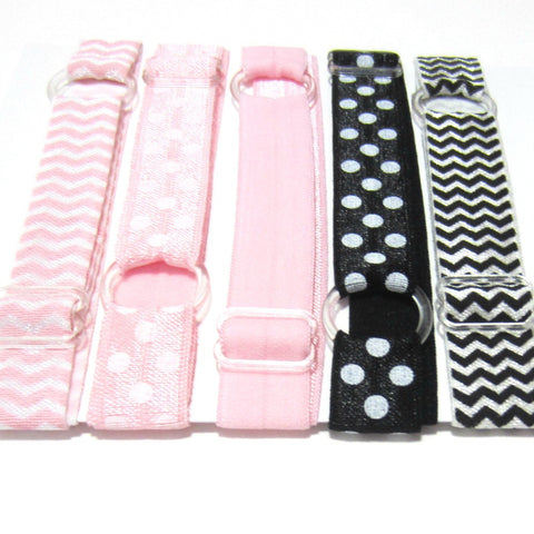 Adjustable Elastic Headband-Set of 5 Pink & Black - Hold It!