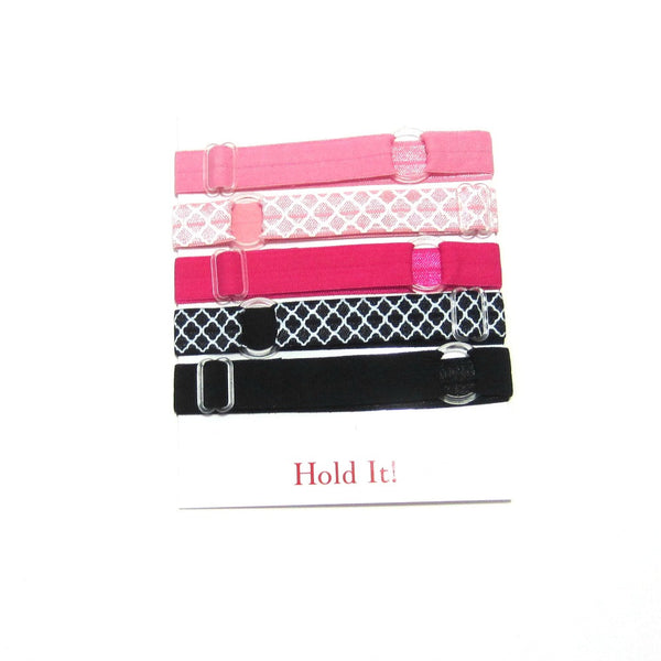 Adjustable Elastic Headband-Set of 5 Pink & Black - Hold It!