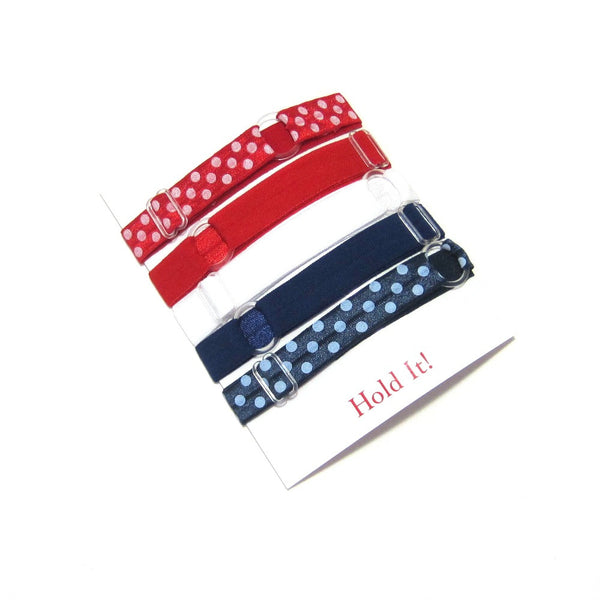 Adjustable Elastic Headband-Set of 5 Red,  White & Blue - Hold It!