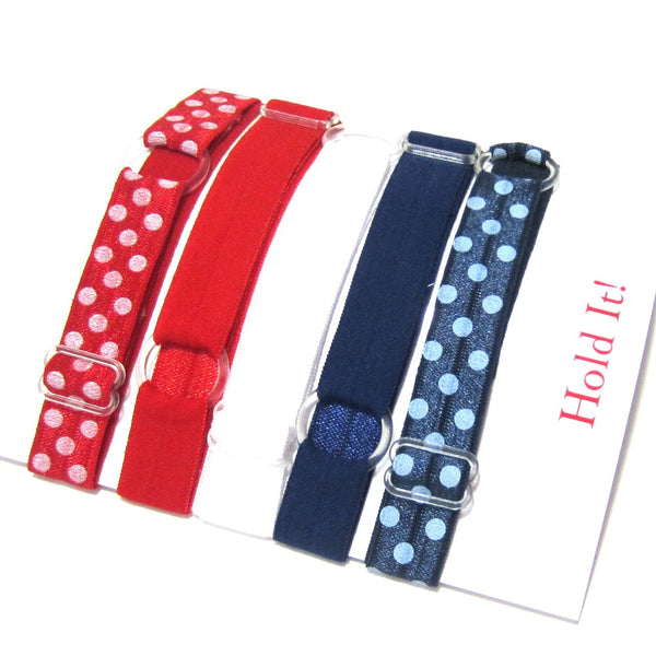 Adjustable Elastic Headband-Set of 5 Red,  White & Blue - Hold It!