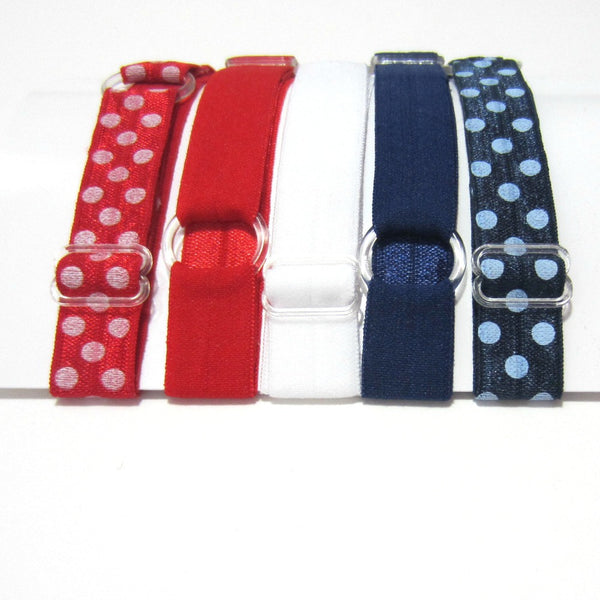 Adjustable Elastic Headband-Set of 5 Red,  White & Blue - Hold It!