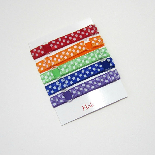 Adjustable Elastic Headband-Set of 5 Bright Polka Dot - Hold It!